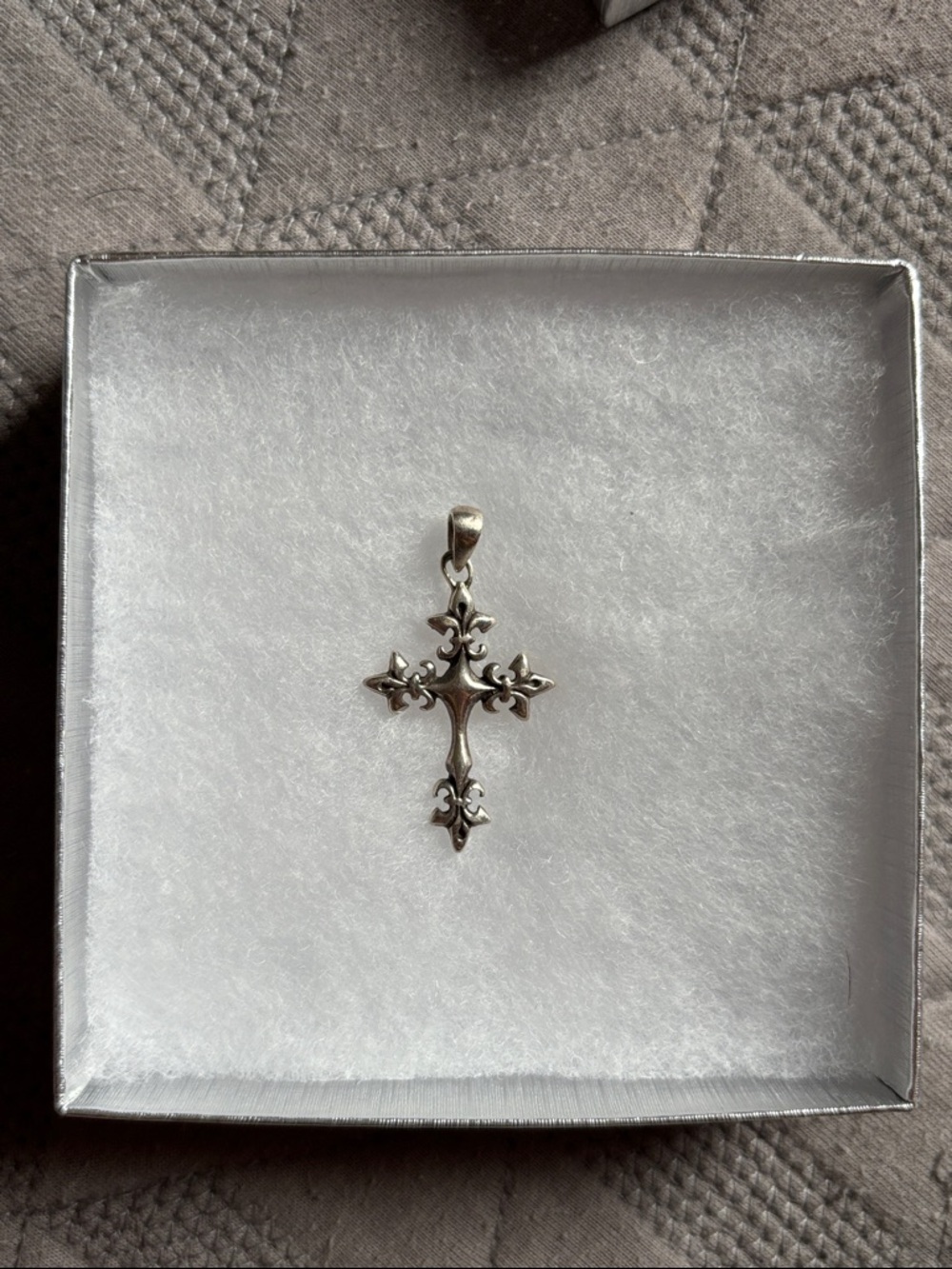 Sterling Silver Fleur de Lis Cross Pendant